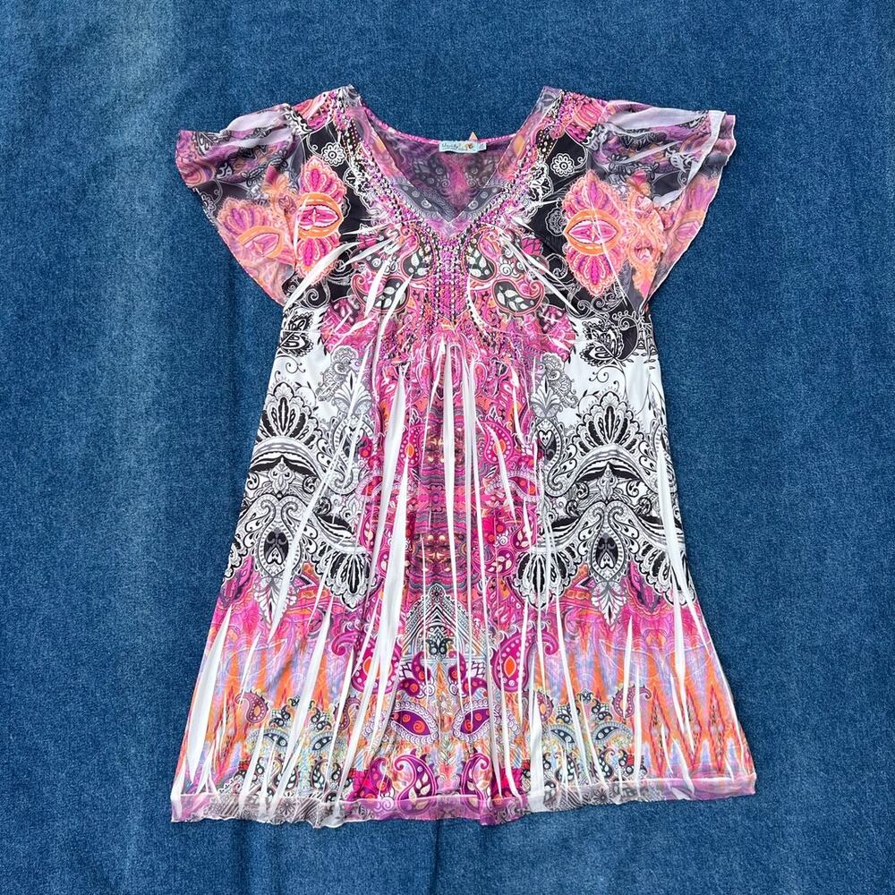 y2k Unity World Wear paisley pleated fairy swing dress